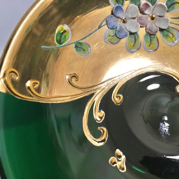 Vintage hand painted green glass with gold gilt - Picture 6 of 10